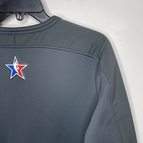 ADIDAS Sweatshirt Womens Large L Gray Pullover Side-Snap NBA Embroidered Logo - Picture 7 of 10